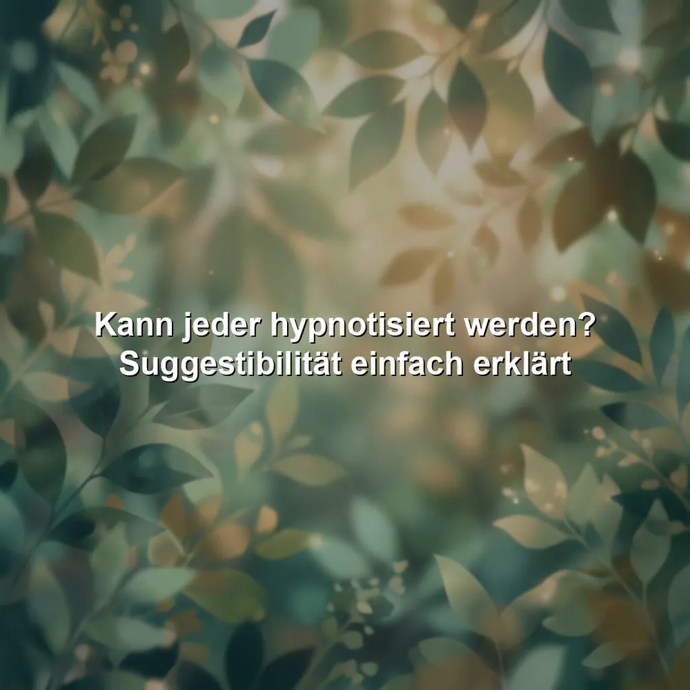Kann jeder hypnotisiert werden? Suggestibilität einfach erklärt