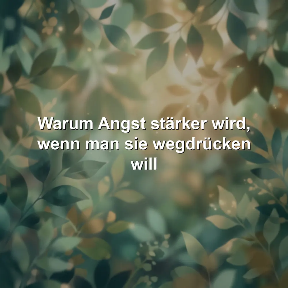 Warum Angst stärker wird, wenn man sie wegdrücken will